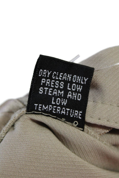Ellen Tracy Womens High Rise Straight Leg Pants Khaki Beige Wool Size 14