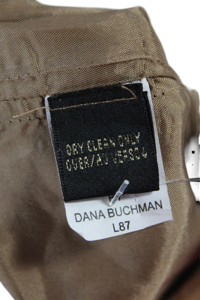 Dana Buchman Womens Linen Animal Print Slim Leg Pants Brown Black Size Large