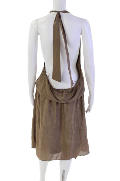 Vince Camuto Womens Halter Neck A Line Sleeveless Dress Brown Size 14