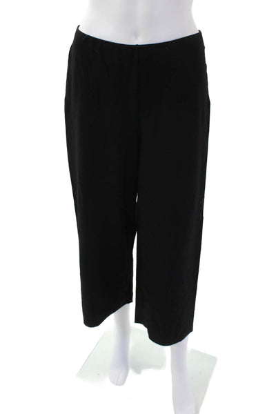Eileen Fisher Womens Elastic Waistband Wide Leg Dress Pants Black Size S