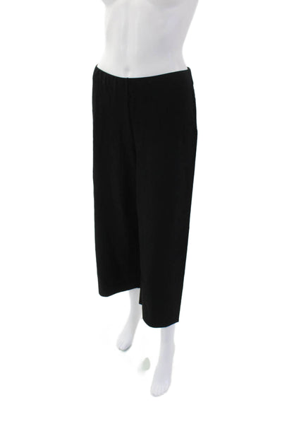 Eileen Fisher Womens Elastic Waistband Wide Leg Dress Pants Black Size S