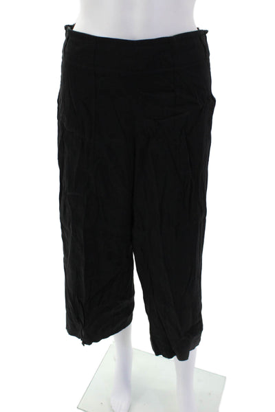 Vince Womens Elastic Waistband Lined Wide Leg Casual Straight Pants Black Size 0