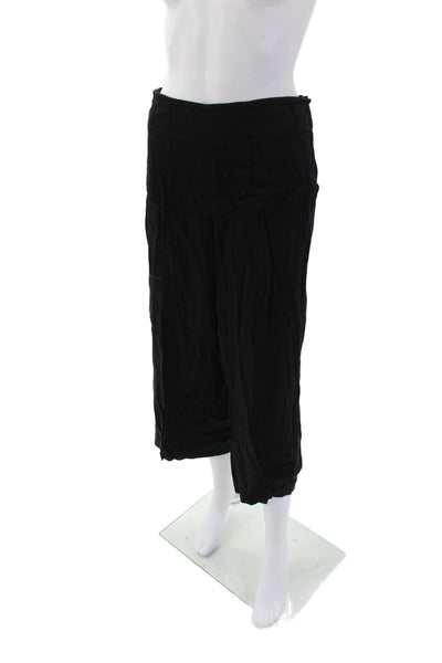 Vince Womens Elastic Waistband Lined Wide Leg Casual Straight Pants Black Size 0