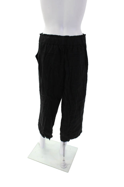 Vince Womens Elastic Waistband Lined Wide Leg Casual Straight Pants Black Size 0