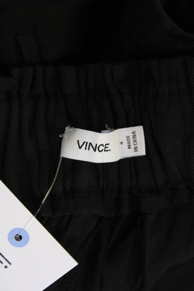 Vince Womens Elastic Waistband Lined Wide Leg Casual Straight Pants Black Size 0
