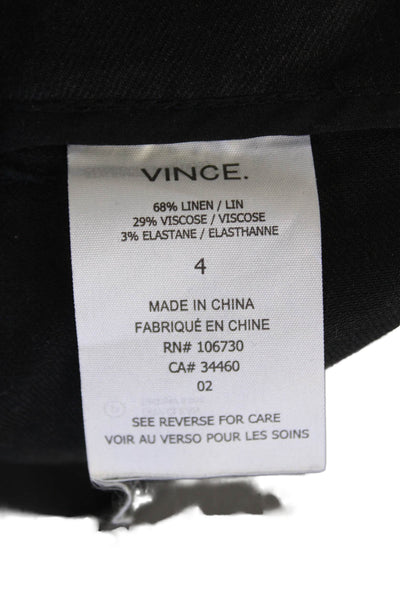 Vince Womens Elastic Waistband Lined Wide Leg Casual Straight Pants Black Size 0