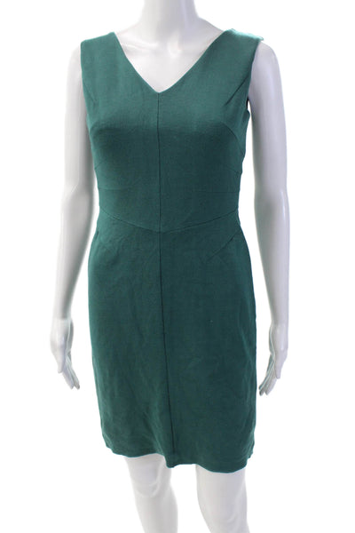 Escada Womens Sleeveless V-neck Lined Zip Fitted Dress Green Size EUR 34