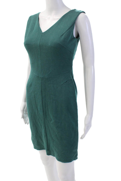 Escada Womens Sleeveless V-neck Lined Zip Fitted Dress Green Size EUR 34