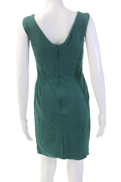 Escada Womens Sleeveless V-neck Lined Zip Fitted Dress Green Size EUR 34