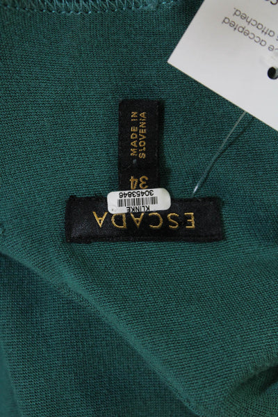 Escada Womens Sleeveless V-neck Lined Zip Fitted Dress Green Size EUR 34