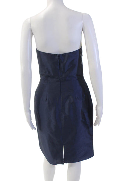 Alfred Sung Womens Sleeveless Zip Lined Layered Ruched A-line Dress Navy Size 2