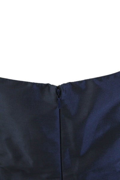 Alfred Sung Womens Sleeveless Zip Lined Layered Ruched A-line Dress Navy Size 2