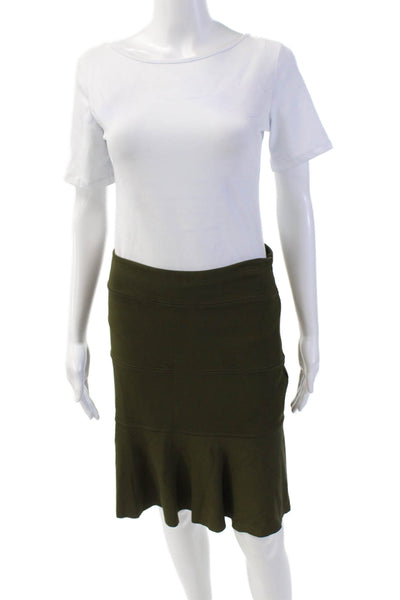 RED Valentino Womens Textured Lined Zip Sleek Skater Skirt Green Size 0