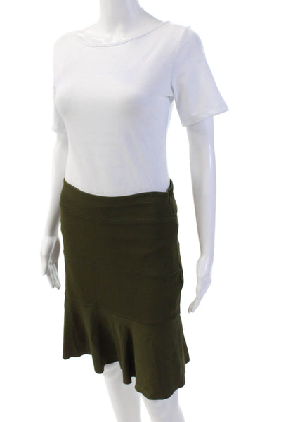 RED Valentino Womens Textured Lined Zip Sleek Skater Skirt Green Size 0