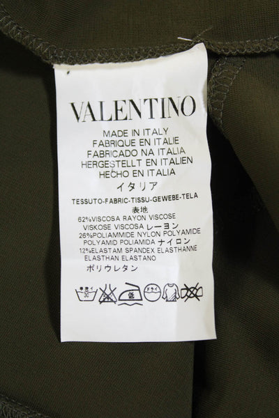 RED Valentino Womens Textured Lined Zip Sleek Skater Skirt Green Size 0