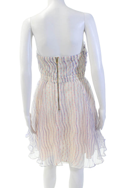 Manoush  Womens Sweetheart Neck Zip Sleeveless Stripe Polka Dot Dress White Size
