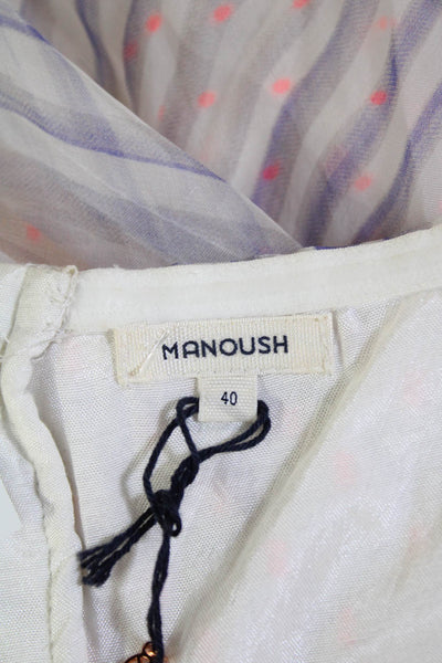 Manoush  Womens Sweetheart Neck Zip Sleeveless Stripe Polka Dot Dress White Size