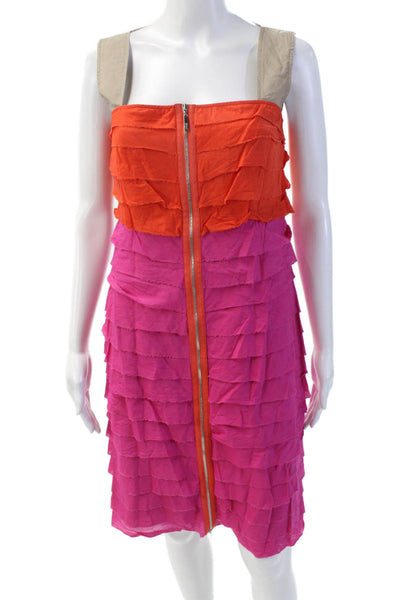 Escada Sport Womens Square Neck Zip Sleeveless Stripe Dress Multicolor Size EUR