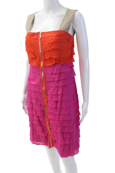 Escada Sport Womens Square Neck Zip Sleeveless Stripe Dress Multicolor Size EUR