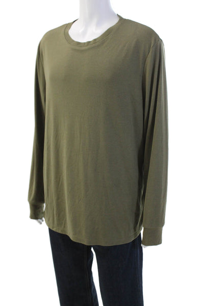 Theory Mens Solid Round Neck Long Sleeve Pullover T-Shirt Olive Size XXL