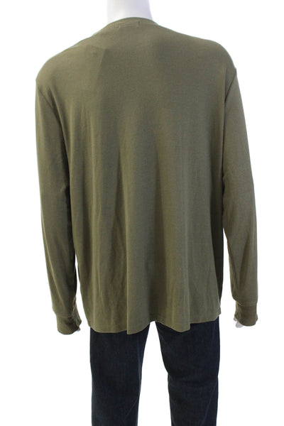 Theory Mens Solid Round Neck Long Sleeve Pullover T-Shirt Olive Size XXL