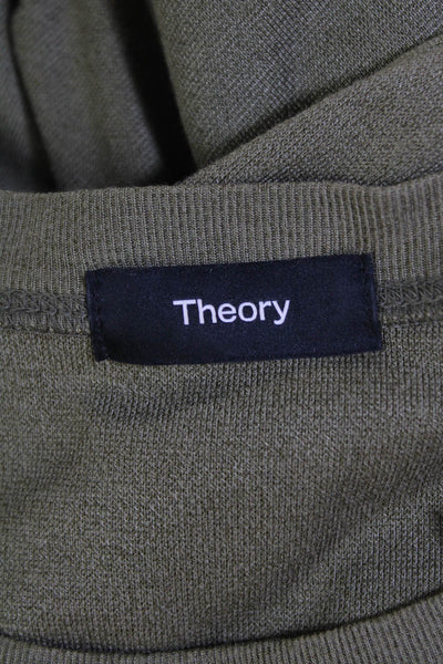 Theory Mens Solid Round Neck Long Sleeve Pullover T-Shirt Olive Size XXL