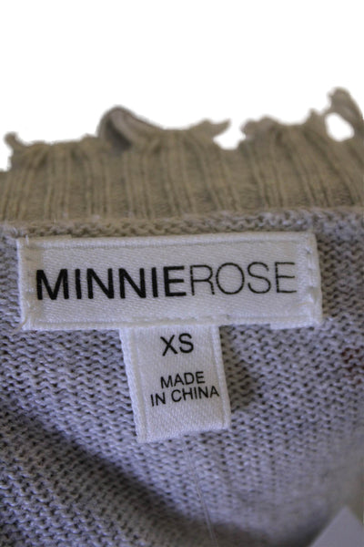 Minnie Rose Womens Cotton Paint Splatter Printed V-Neck Sweater Gray Size XS