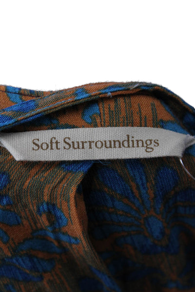 Soft Surroundings Womens Tie Front Ikat Print Topper Jacket Beige Size S