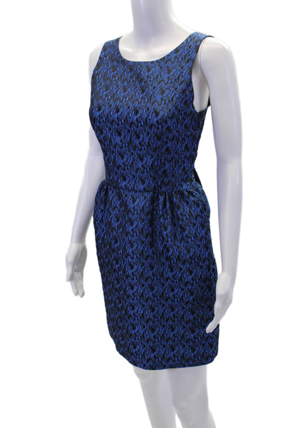 ERIN Erin Fetherston Womens Brocade Sleeveless Bow Pencil Dress Blue Size 0