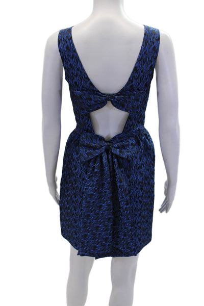 ERIN Erin Fetherston Womens Brocade Sleeveless Bow Pencil Dress Blue Size 0