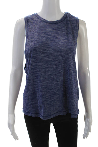 Lululemon Womens Scoop Neck Knit Boxy Tank Top Blue Cotton Size 8