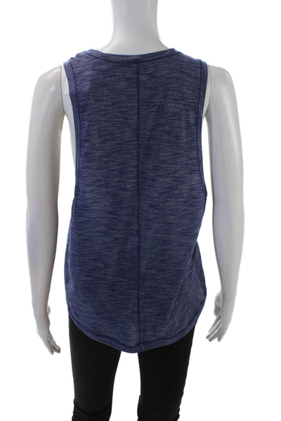 Lululemon Womens Scoop Neck Knit Boxy Tank Top Blue Cotton Size 8
