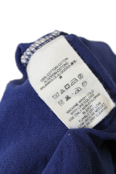 We The Free Womens 3/4 Sleeve Scoop Neck Cropped Shirt Navy Cotton Size Medium
