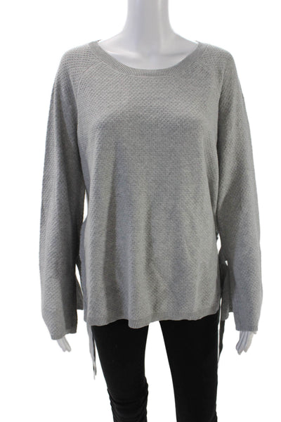 Two by Vince Camuto Womens Long Sleeve Scoop Neck Sweater Gray Cotton Size PM
