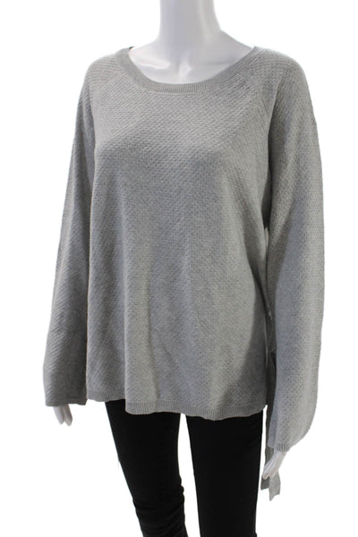 Two by Vince Camuto Womens Long Sleeve Scoop Neck Sweater Gray Cotton Size PM