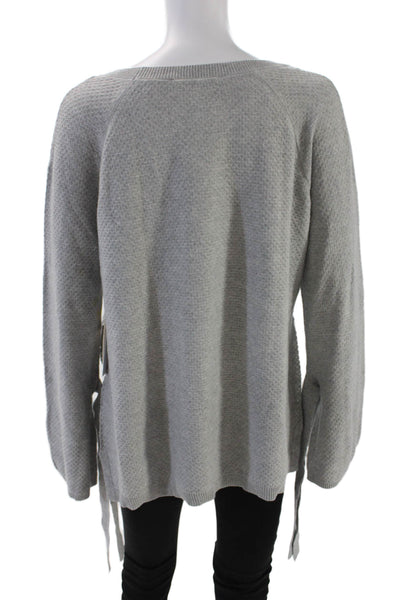 Two by Vince Camuto Womens Long Sleeve Scoop Neck Sweater Gray Cotton Size PM