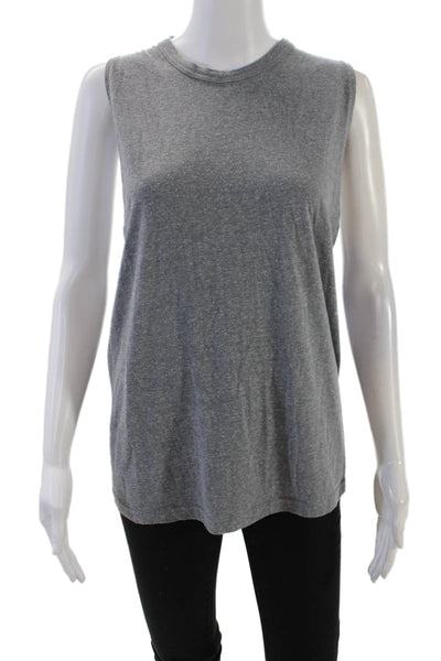FP Movement Womens Sleeveless Crew Neck Open Back Knit Top Gray Size Medium