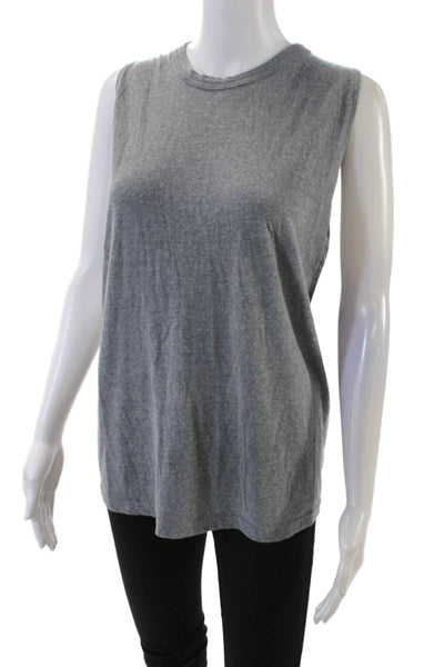 FP Movement Womens Sleeveless Crew Neck Open Back Knit Top Gray Size Medium