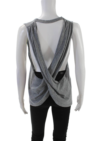 FP Movement Womens Sleeveless Crew Neck Open Back Knit Top Gray Size Medium