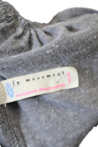 FP Movement Womens Sleeveless Crew Neck Open Back Knit Top Gray Size Medium