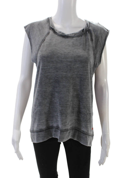 Peace Love World Womens Sleeveless Scoop Neck Back Zip Top Gray Size Medium