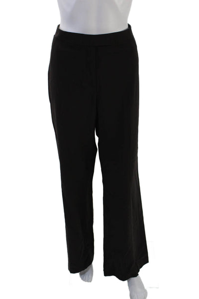 Tahari Womens Wool Flat Front Straight Leg Trousers Brown Size 12