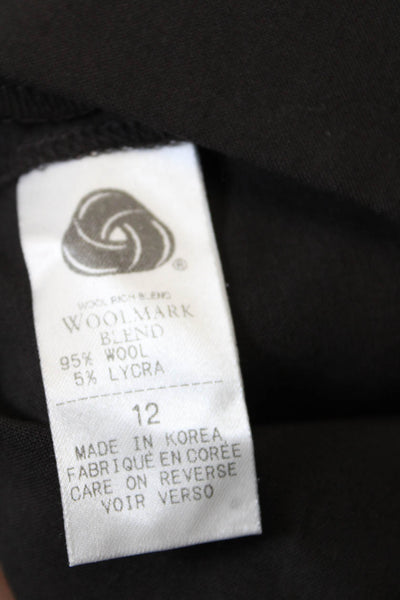Tahari Womens Wool Flat Front Straight Leg Trousers Brown Size 12