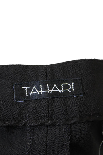 Tahari Womens Wool Flat Front Straight Leg Trousers Brown Size 12