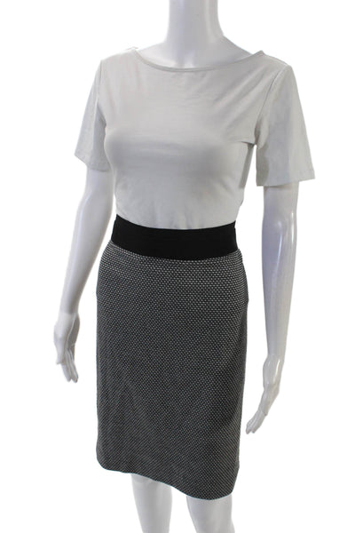 BCBGMAXAZRIA Womens Elastic Waist Checkered Pencil Skirt Black Size L