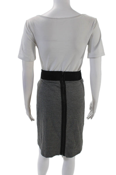 BCBGMAXAZRIA Womens Elastic Waist Checkered Pencil Skirt Black Size L