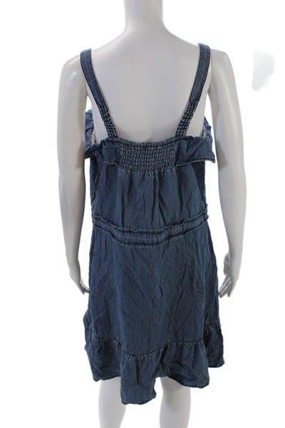 Juicy Couture Womens Sleeveless Tie Waist Lightweight Denim Dress Blue Size L