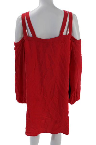 BCBGMAXAZRIA Womens Long Sleeve Off Shoulder Shift Dress Red Size L