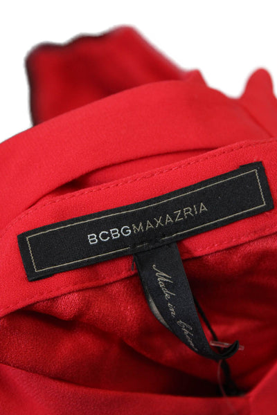 BCBGMAXAZRIA Womens Long Sleeve Off Shoulder Shift Dress Red Size L