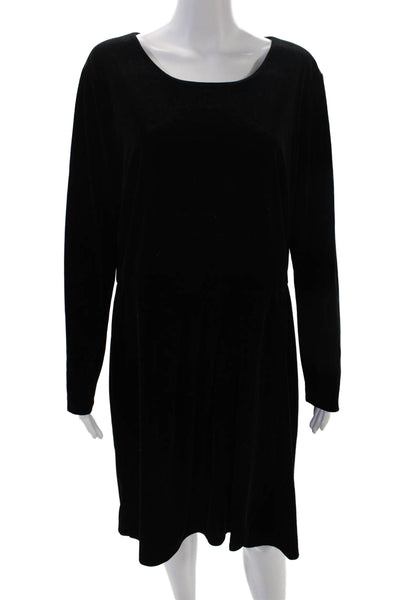 Brooks Brothers Red Fleece Womens Long Sleeve Velvet A Line Dress Black Size XL